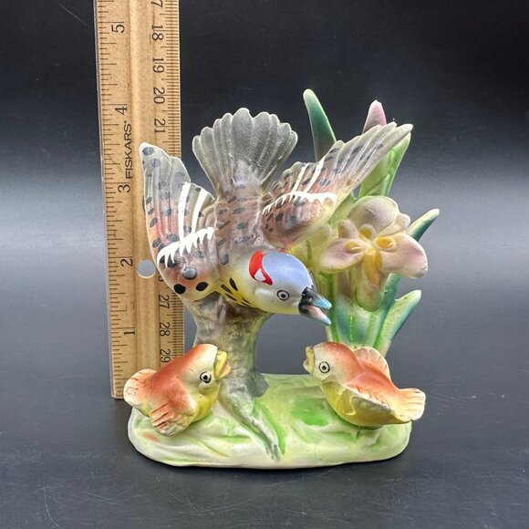 Vintage Flicker Bird Figurine Victoria Ceramics Japan Flowers Mid Century - Picture 10 of 10